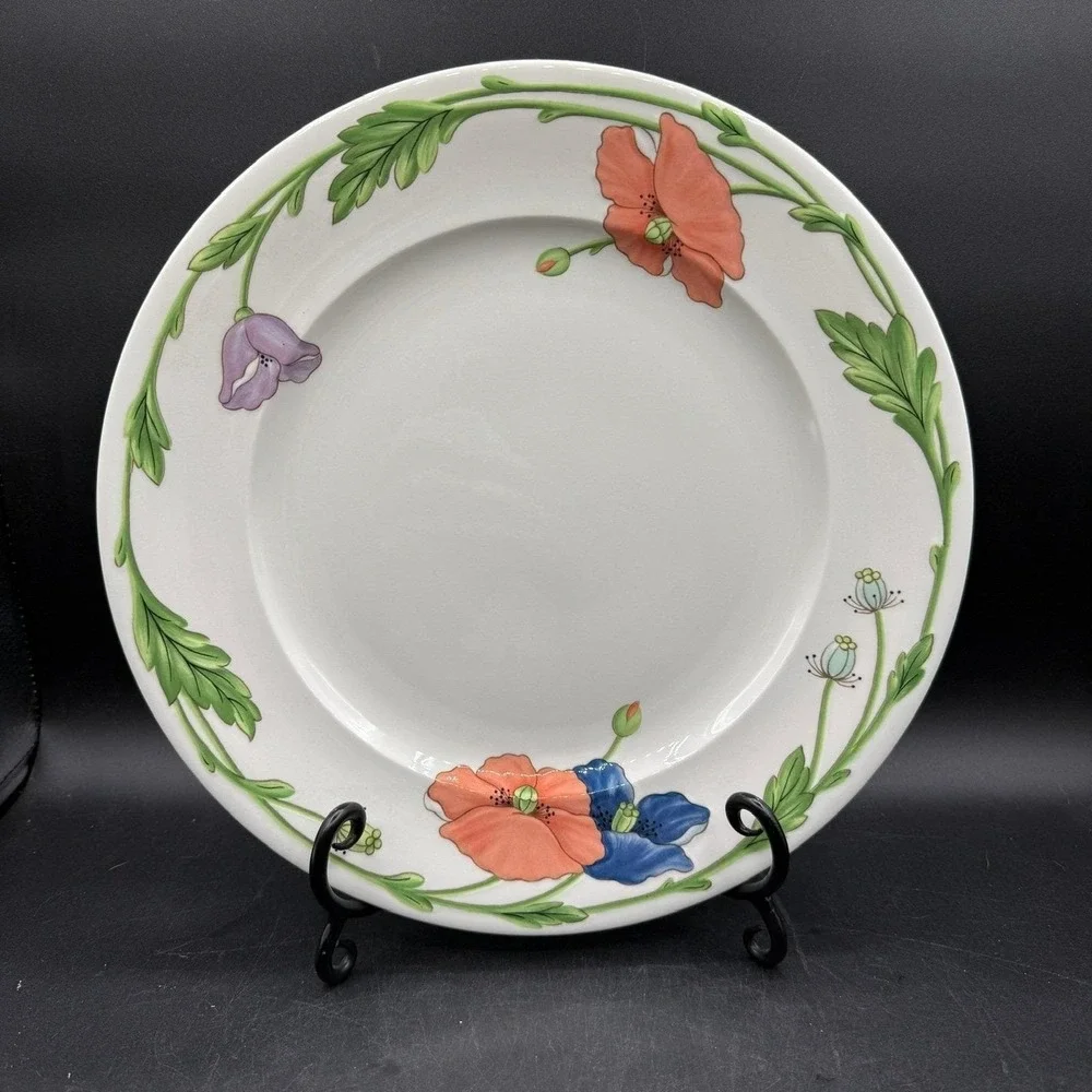 Villeroy & Boch AMAPOLA Poppies Dinner Plates 10.5
